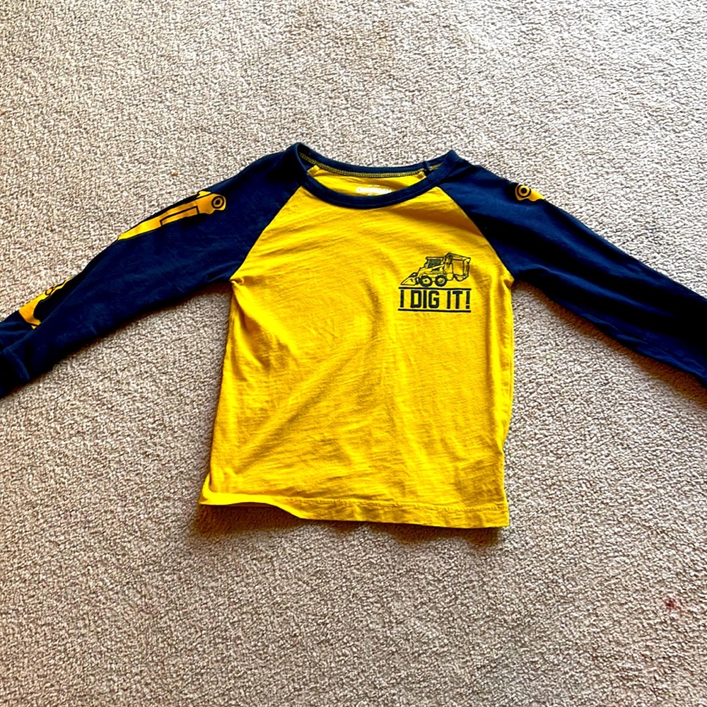Yellow and navy excavator tee